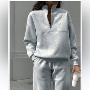 Gray Quarter-Zip Women's Sweatshirt